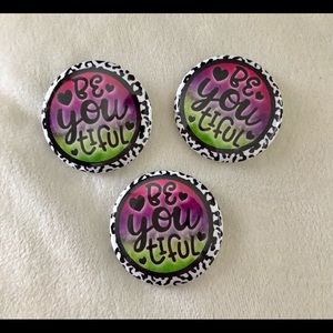 I.5 inch beyoutufil pin back button set of 3